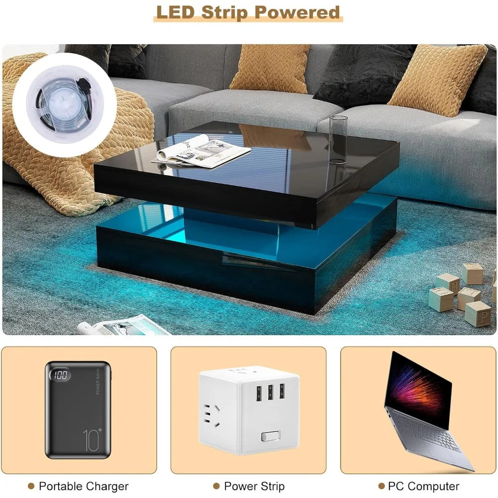 Black LED Coffee Table