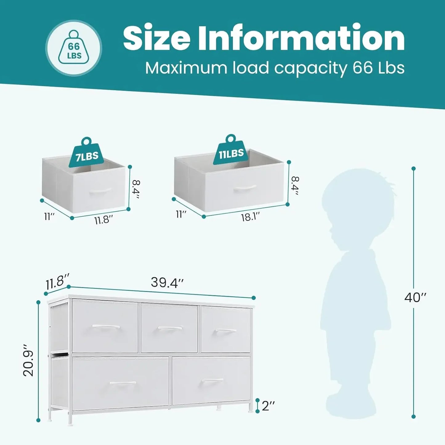 Dresser Storage with 5 Organizer Closet Chest