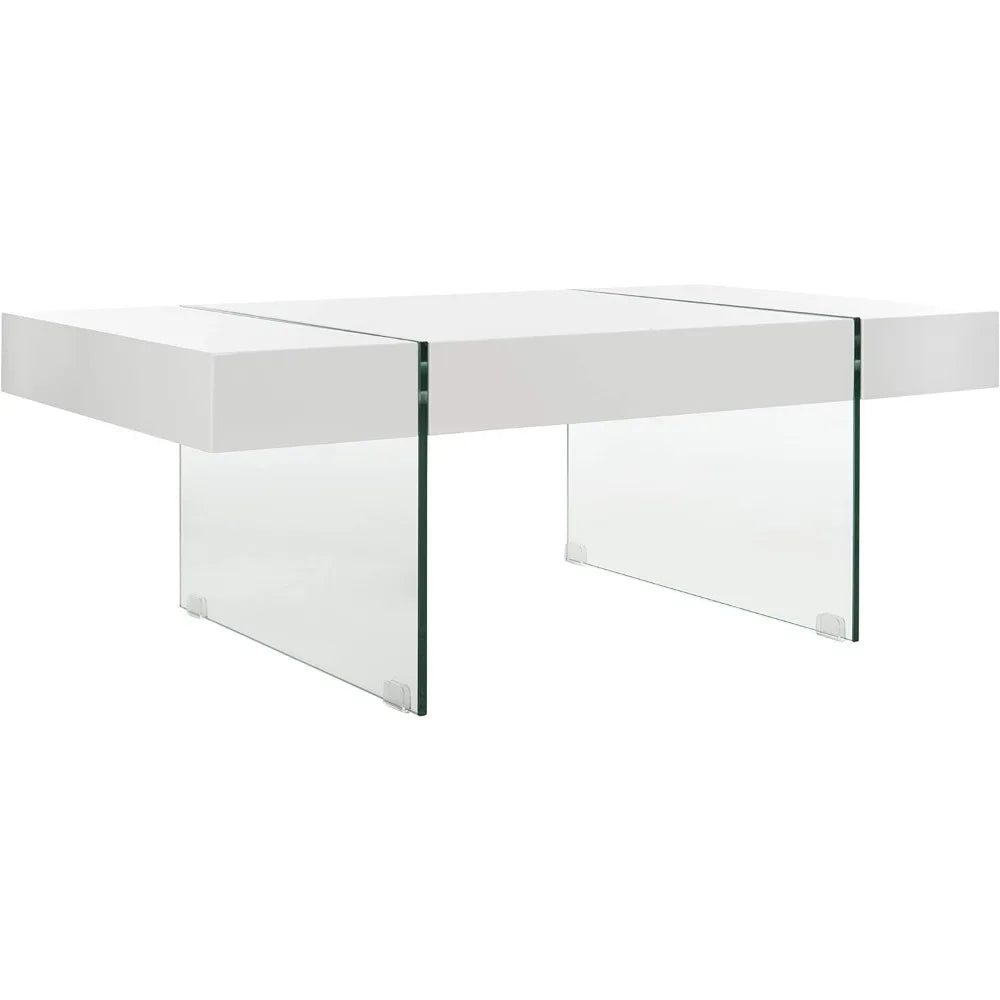 Contemporary Style White and Glass Legs