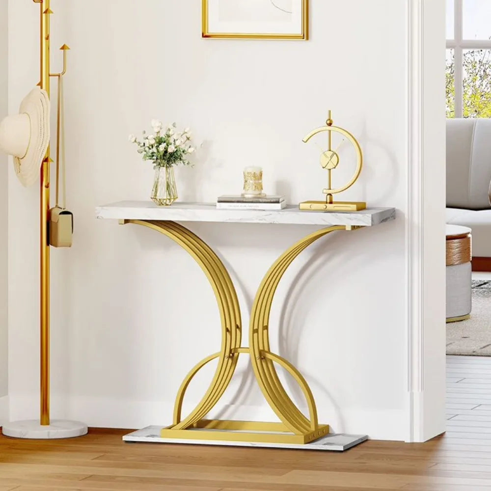 40in Gold Narrow Console Table