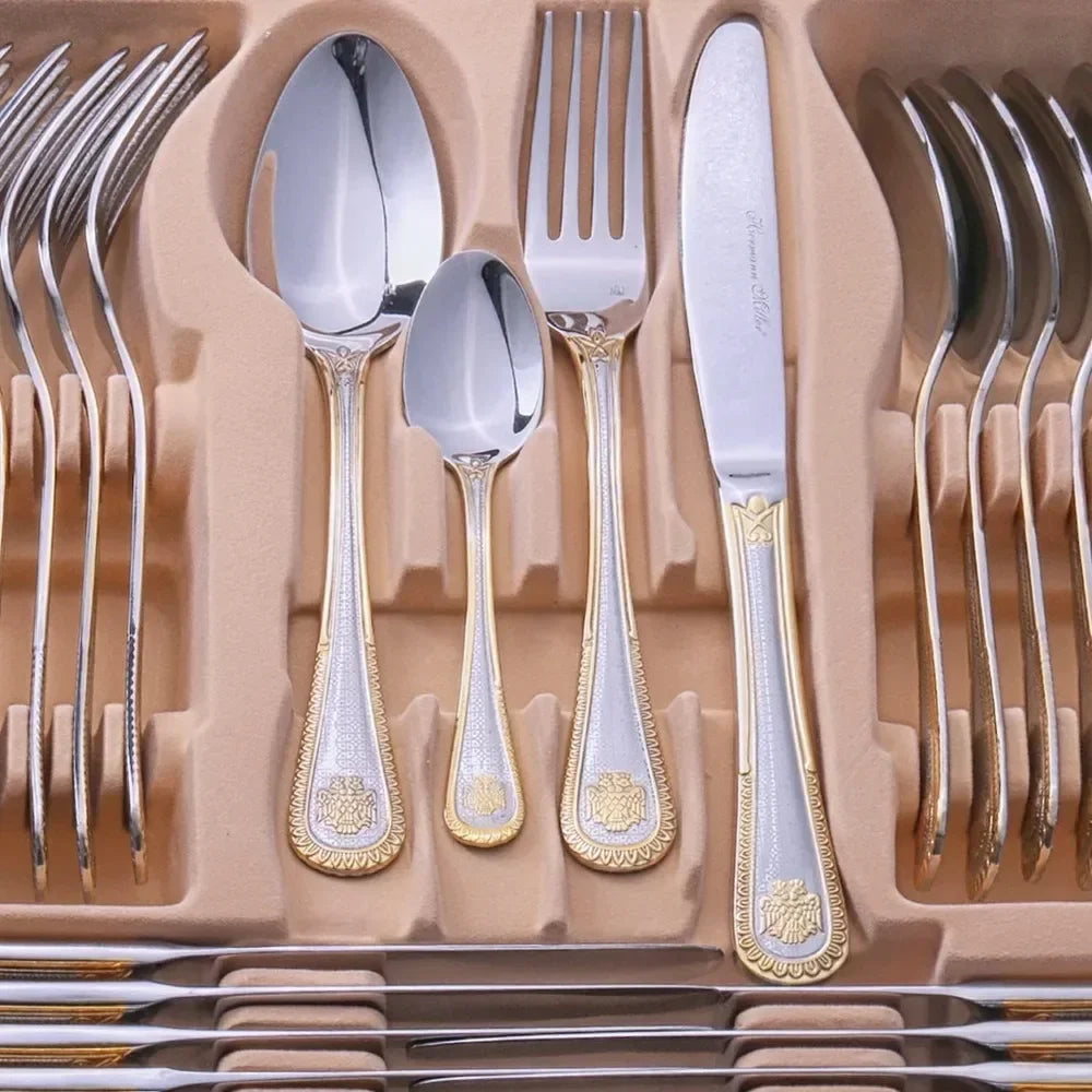 Complete Tableware 72 Piece Fine Flatware Silverware Set With Gift Carrying Case