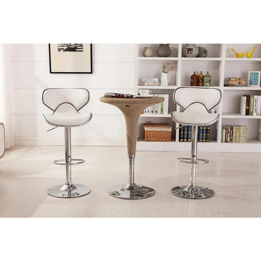 2-piece set of Massajo soft cushion leather soft cushion air lift adjustable rotating electric stool with chrome base