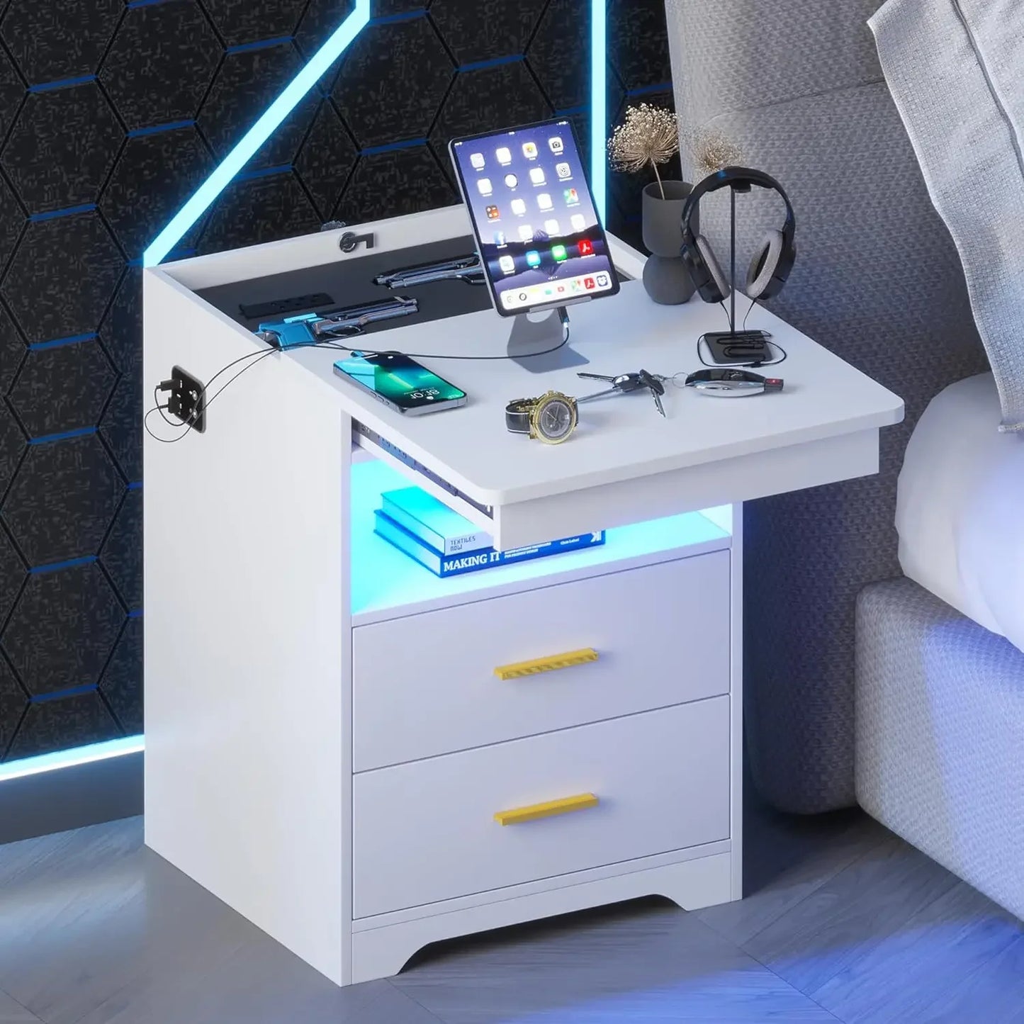 Mobile Nightstand With Gun Compartment