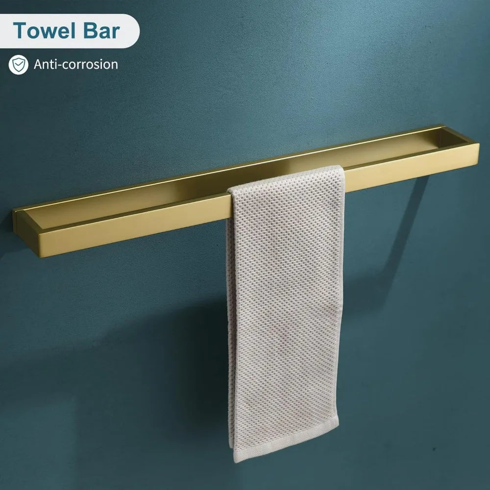 Modern Gold  Bar  Towel Holder Set