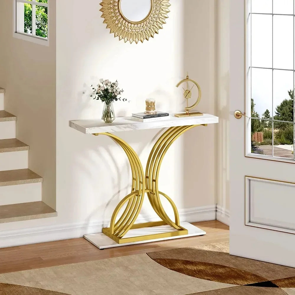 40in Gold Narrow Console Table