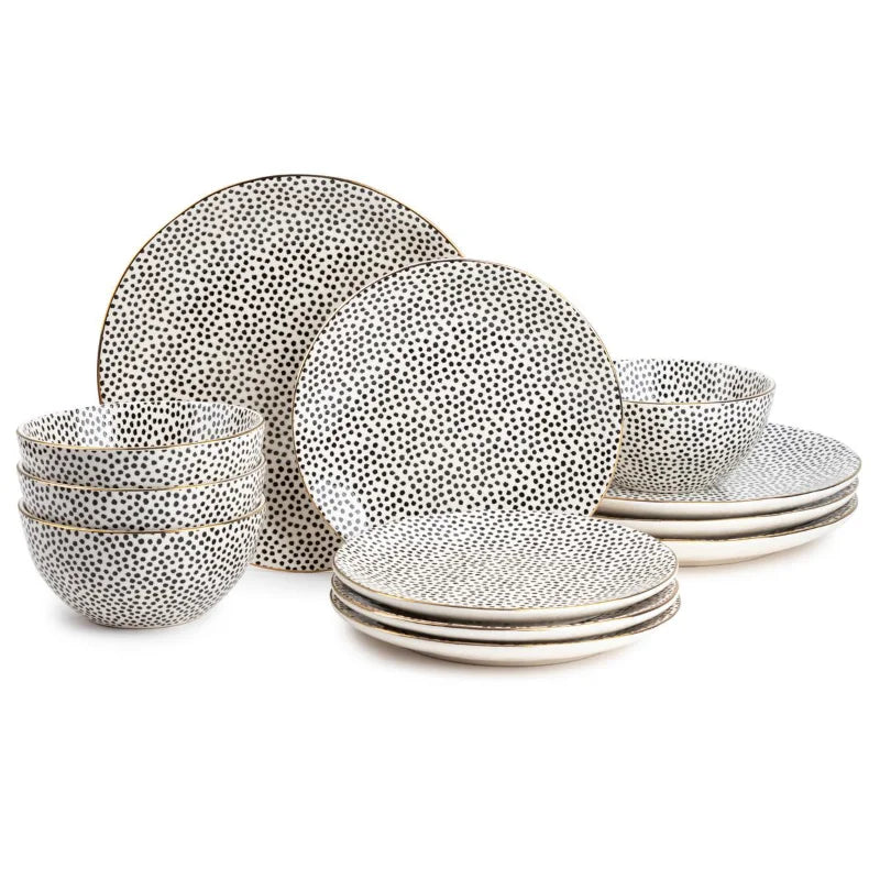 Blue- Thyme & Table Blue Dot 12 Piece Dinnerware Set