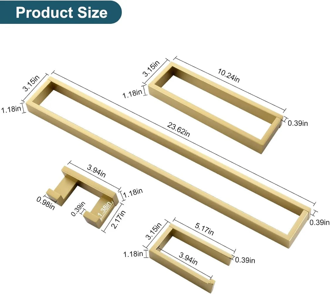 Modern Gold  Bar  Towel Holder Set