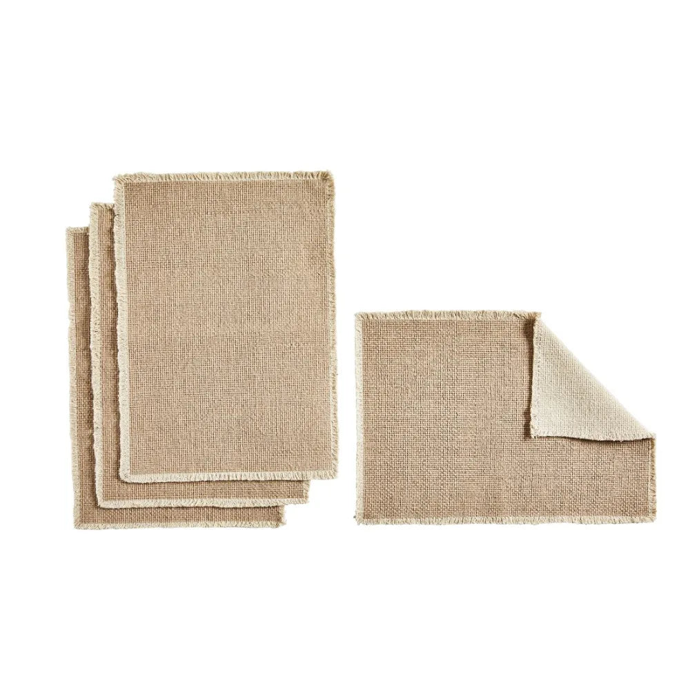 Fringe Cotton Rich 13-Piece Table Runner Dining Set, Camel placemats for table  table mat  coasters  dish drying