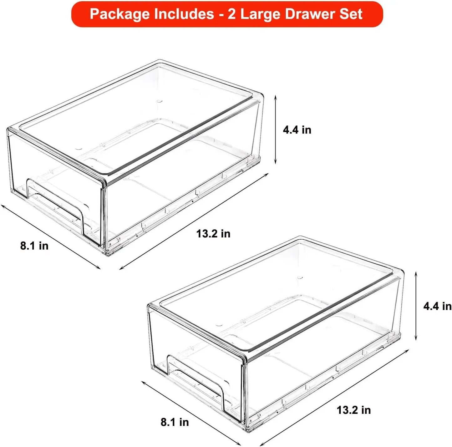 2 Pack Fridge Drawers