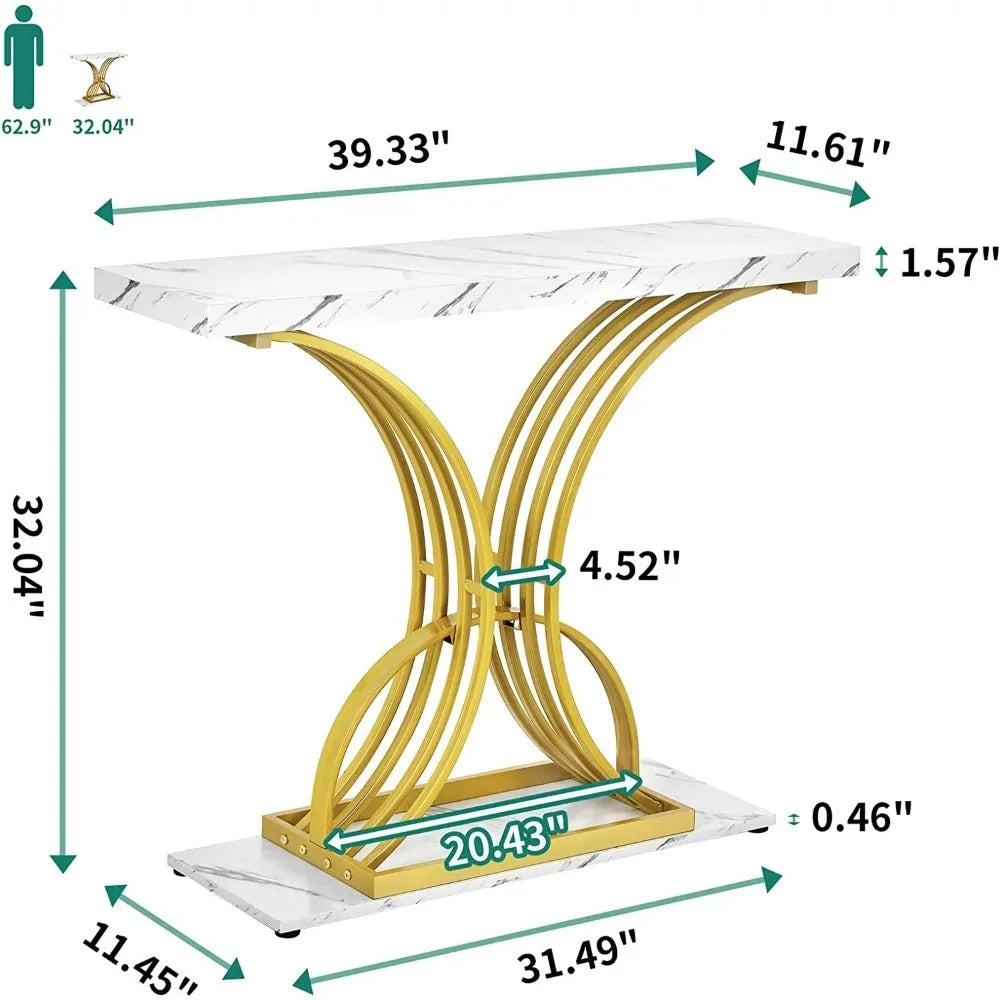 40in Gold Narrow Console Table