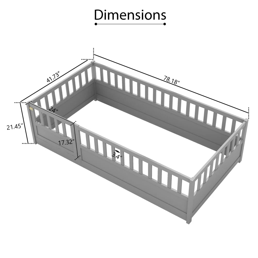 Montessori wooden children's floor bed