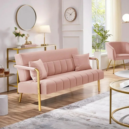 56.5" W Modern Loveseat 2 Seater Sofa- Studio Pink