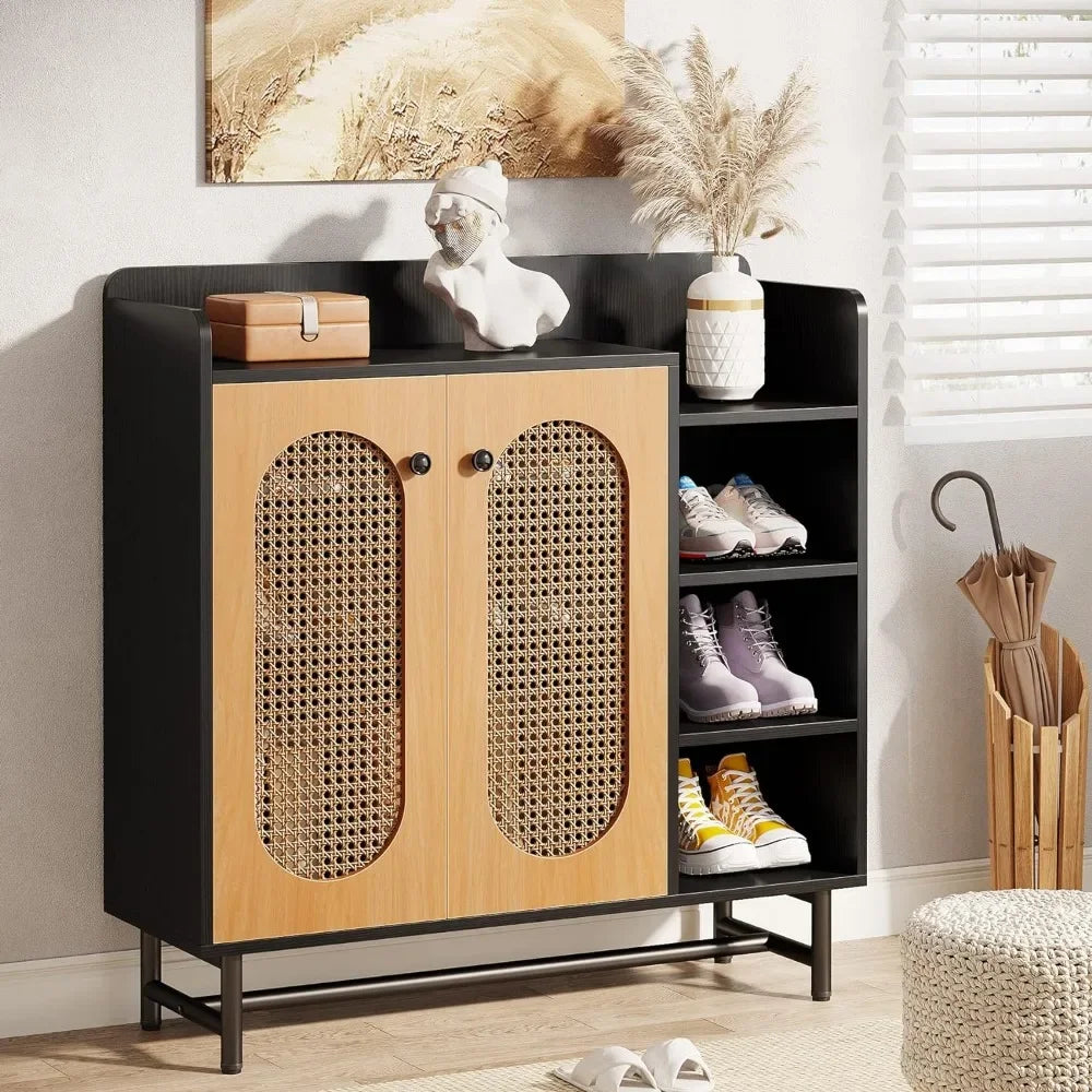 Shoe Rack Closet Furniture Rattan