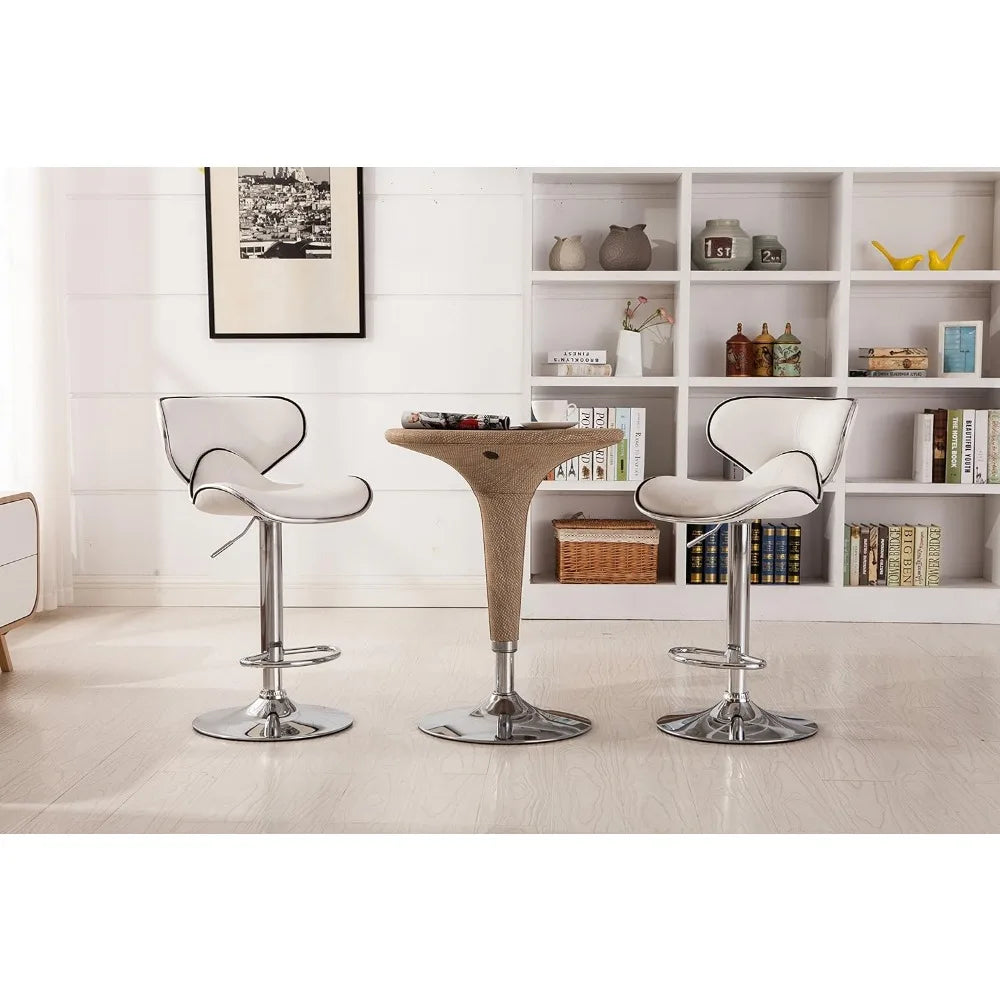 2-piece set of Massajo soft cushion leather soft cushion air lift adjustable rotating electric stool with chrome base