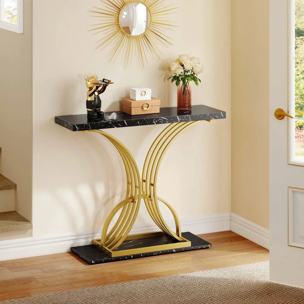 Black Marble Tables Modern Narrow Side Tables