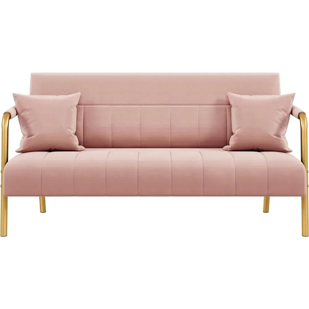 56.5" W Modern Loveseat 2 Seater Sofa- Studio Pink