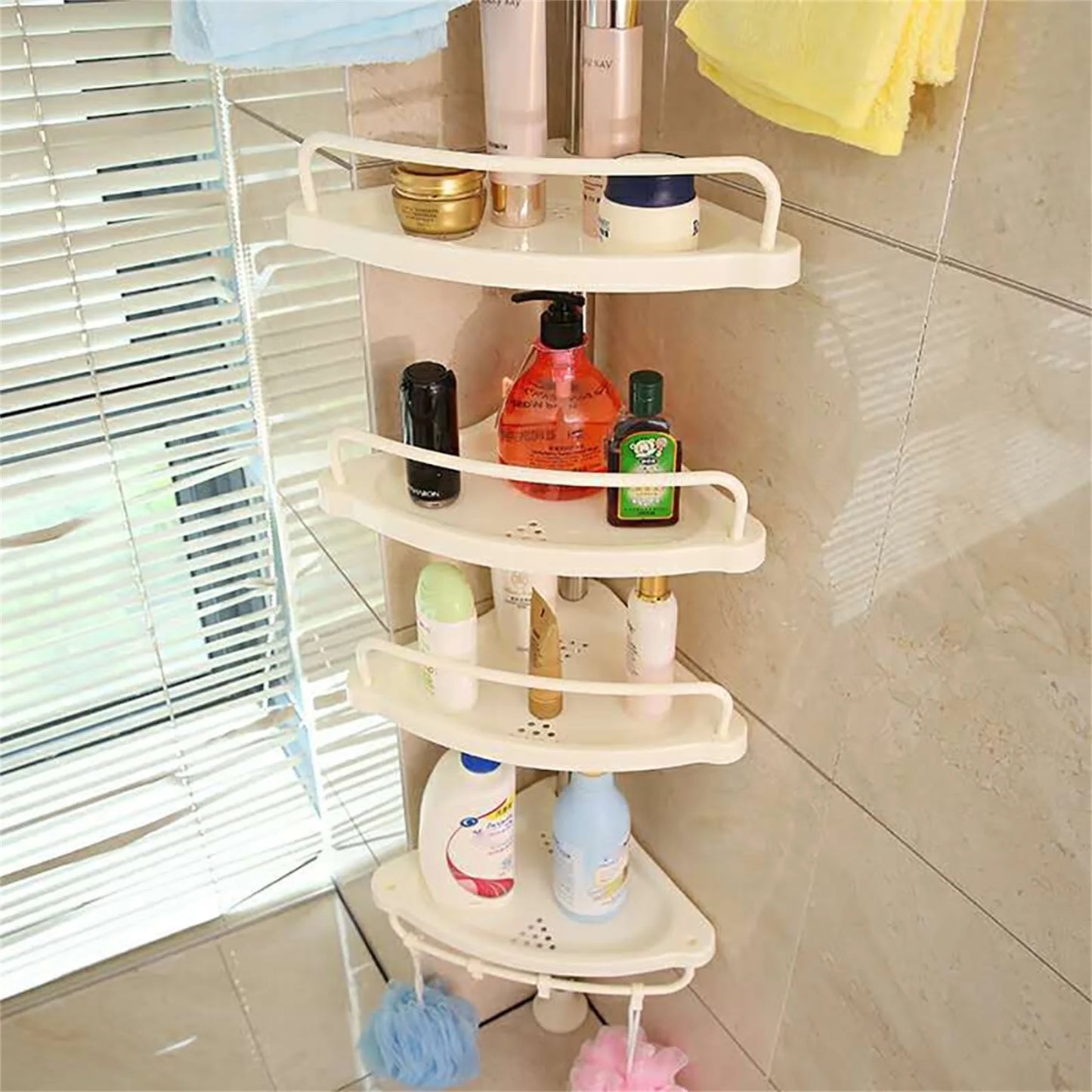 Bathroom Corner Shower Caddy Tension Pole Rust Proof