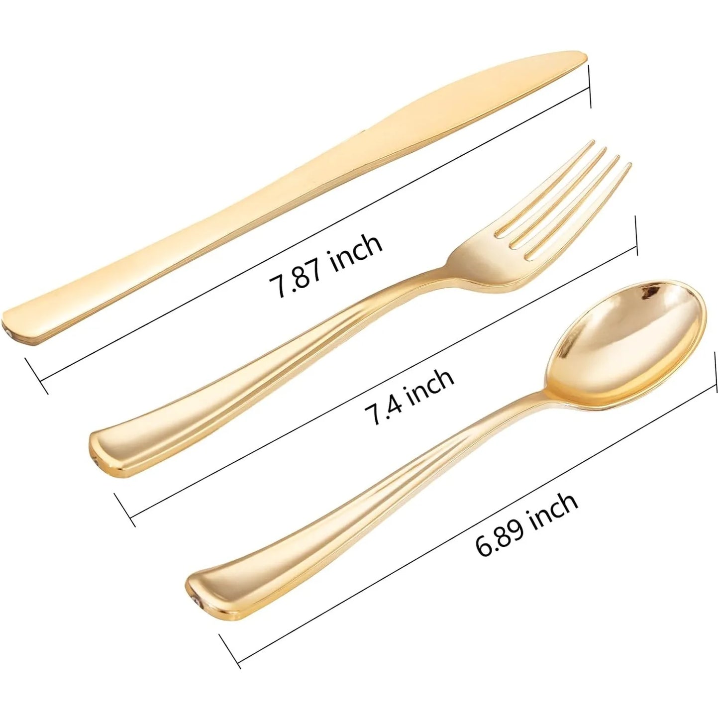 WDF 500PCS Gold Plastic Silverware Set Disposable - Gold Cutlery Set Plastic Utensils Set - 250 Gold Forks, 125 Spoons