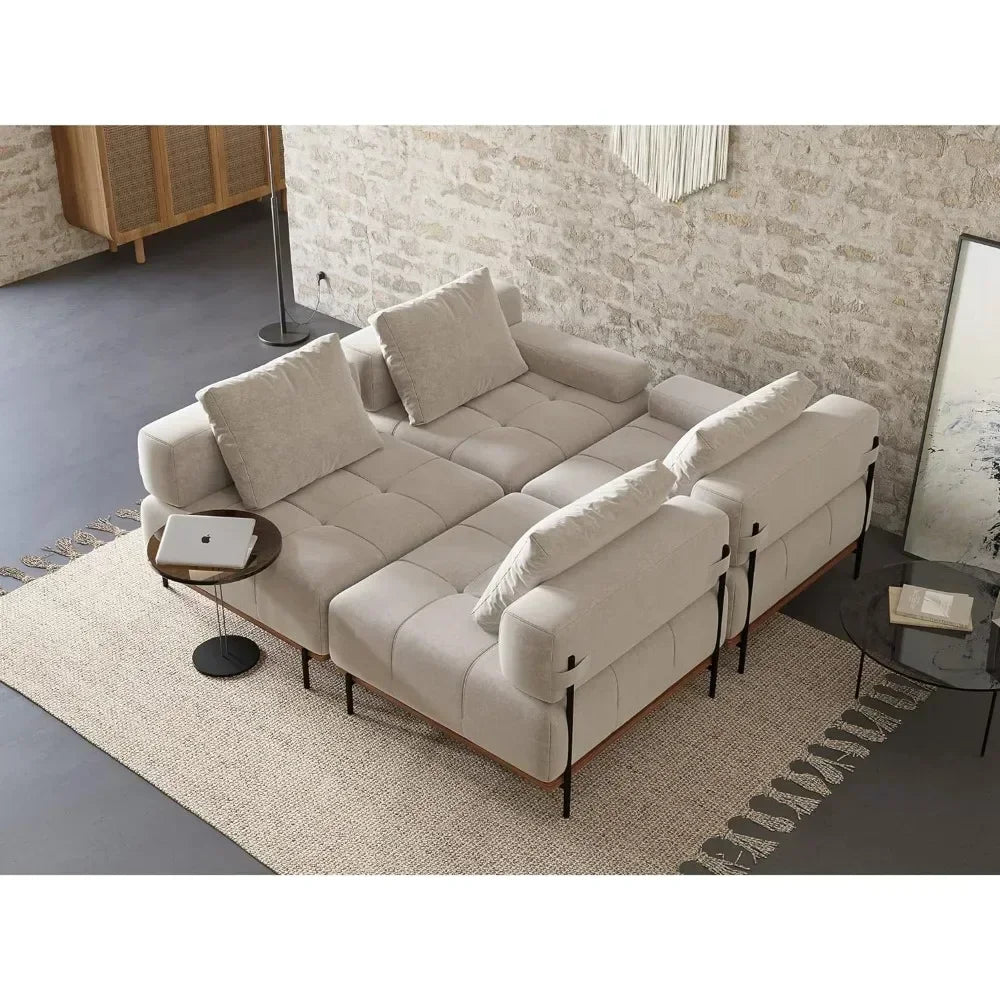 Chair Mid-Century Modern Minimalist Free Combination U/L Shaped Reversible Couch