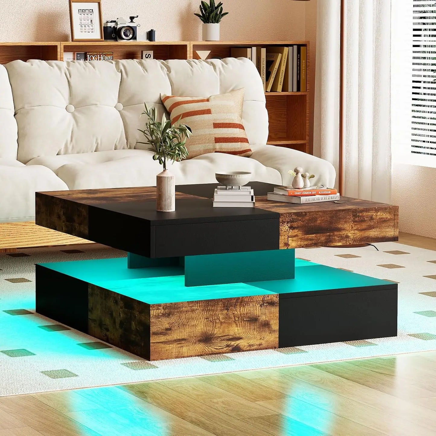 Black LED Coffee Table