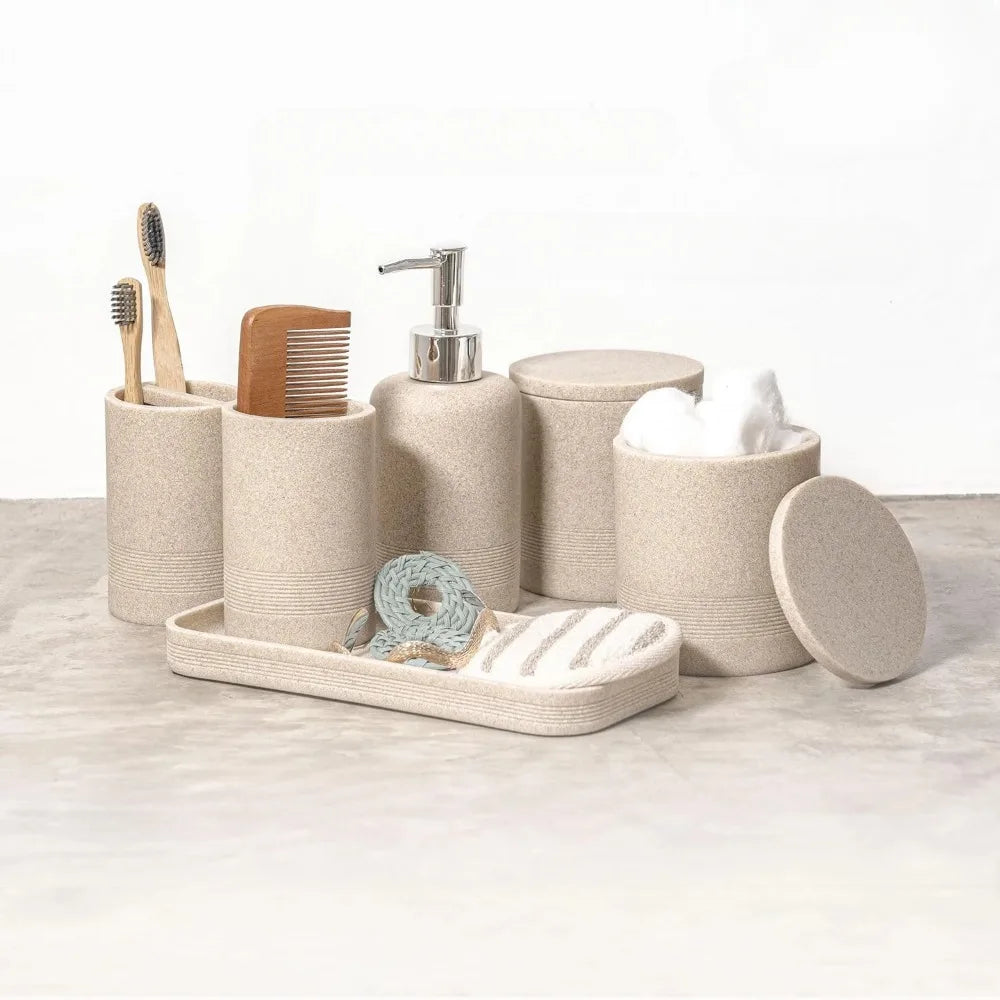 XMSJ 6 Beige Bathroom Accessory Sets