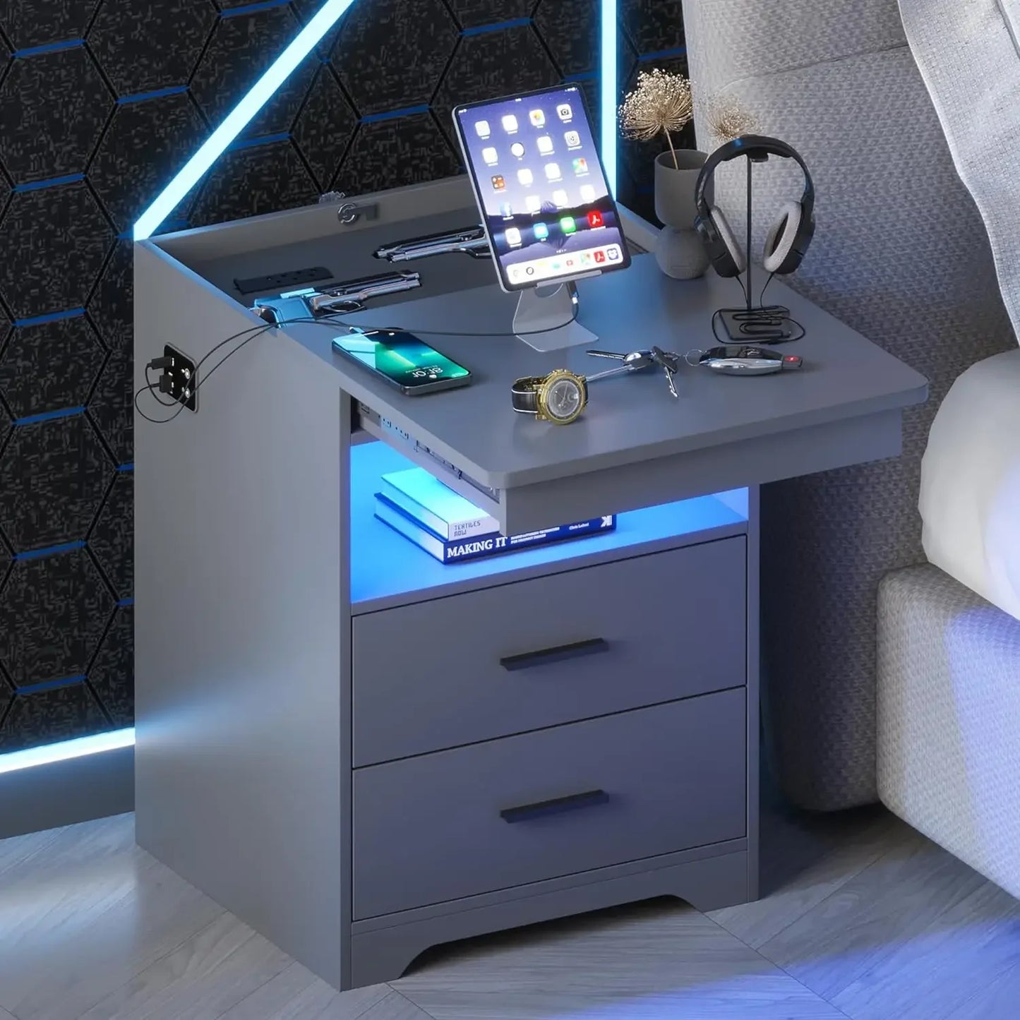 Mobile Nightstand With Gun Compartment