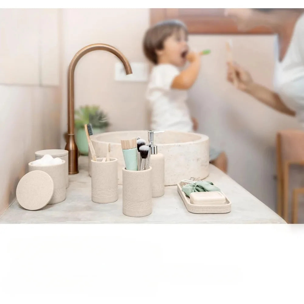 XMSJ 6 Beige Bathroom Accessory Sets