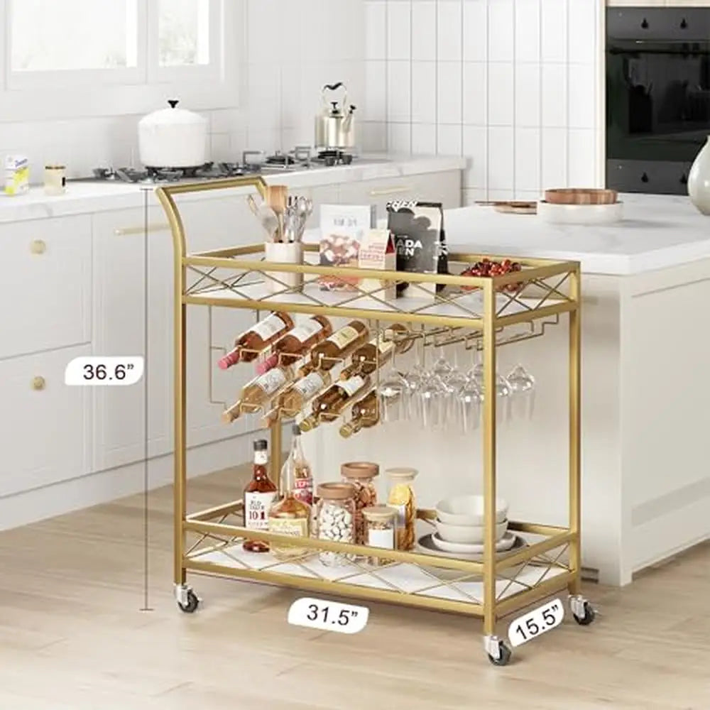 Gold 2 Tier Bar Cart