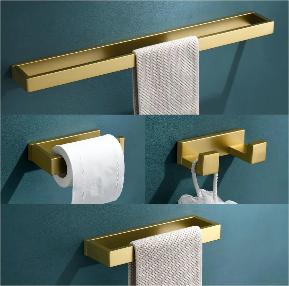 Modern Gold  Bar  Towel Holder Set