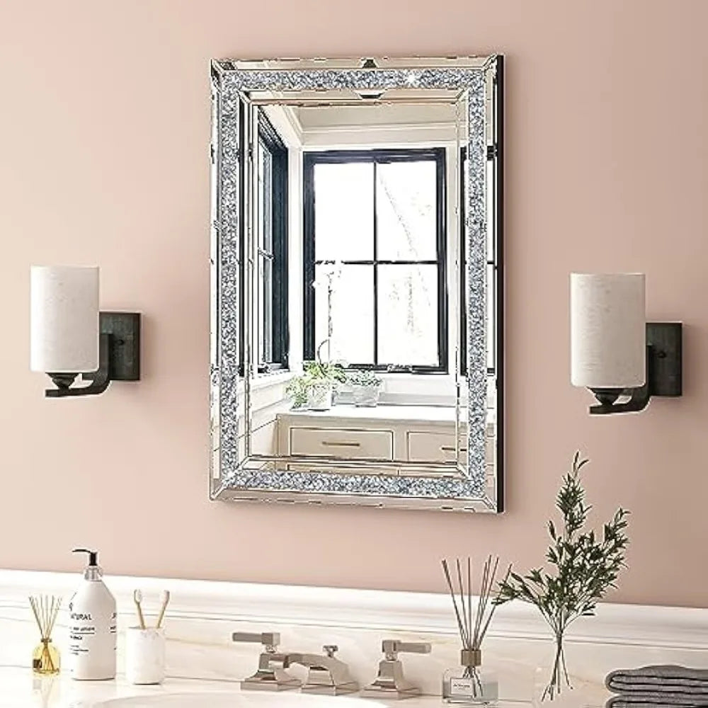 32 x 24 Inches Decorative Crystal Mirrors for Wall Decor